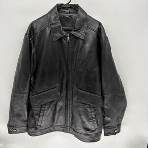 Vintage Excelled Smooth Genuine Leather Aviator jacket Quilted Business Casual L